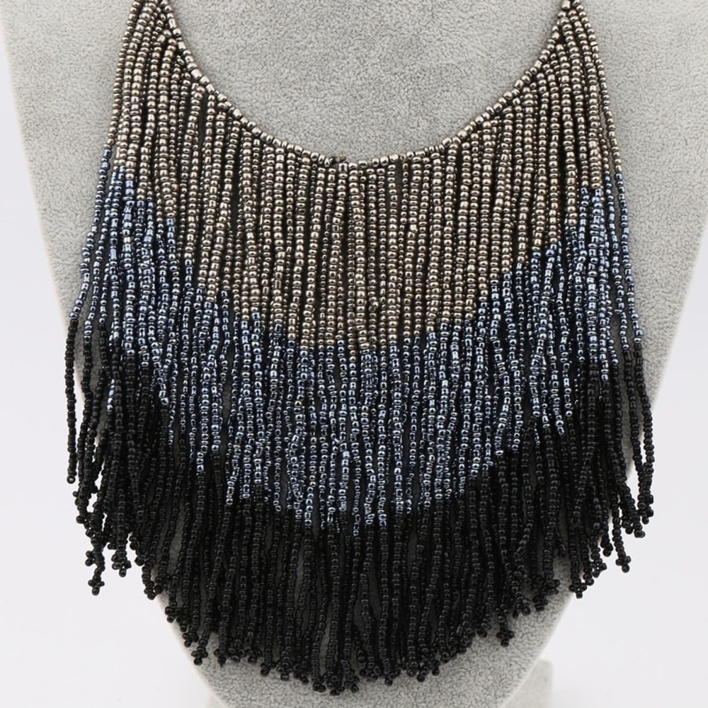 New Stunning Gradient Seed Bead Tassel Necklace - Picture 2 of 2